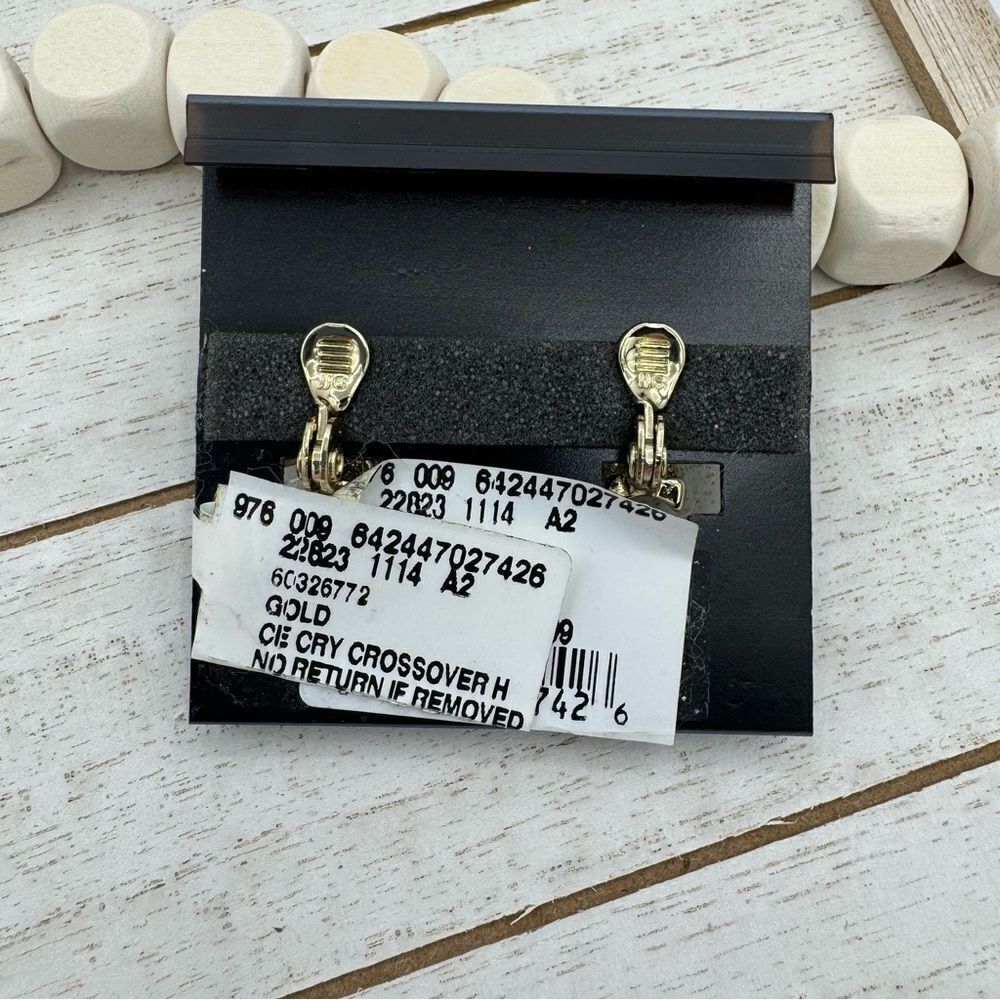 Anne Klein E-ZComfort Clip Gold CE Cry Crossover Hoops NWT - Picture 3 of 5